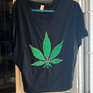 Black green sequin and ringtones t shirt